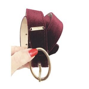 Nine West Womens Burgundy Velvet Belt Size L
